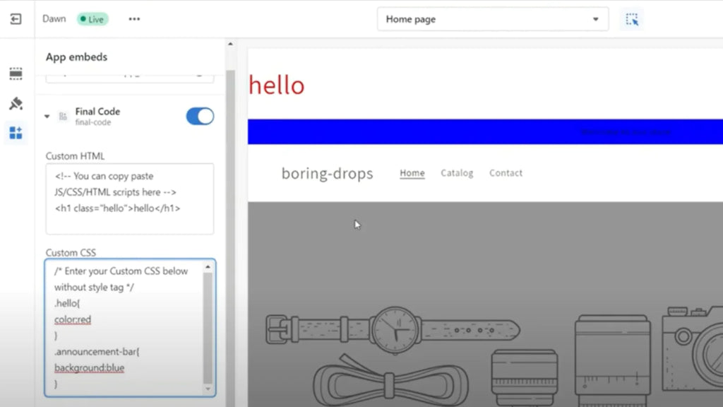 HTML/CSS:JS Liquid Code